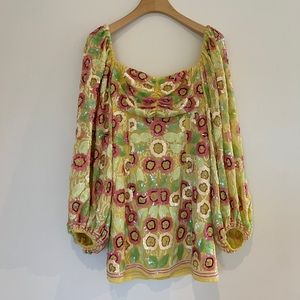 Sequin flower bright mini dress